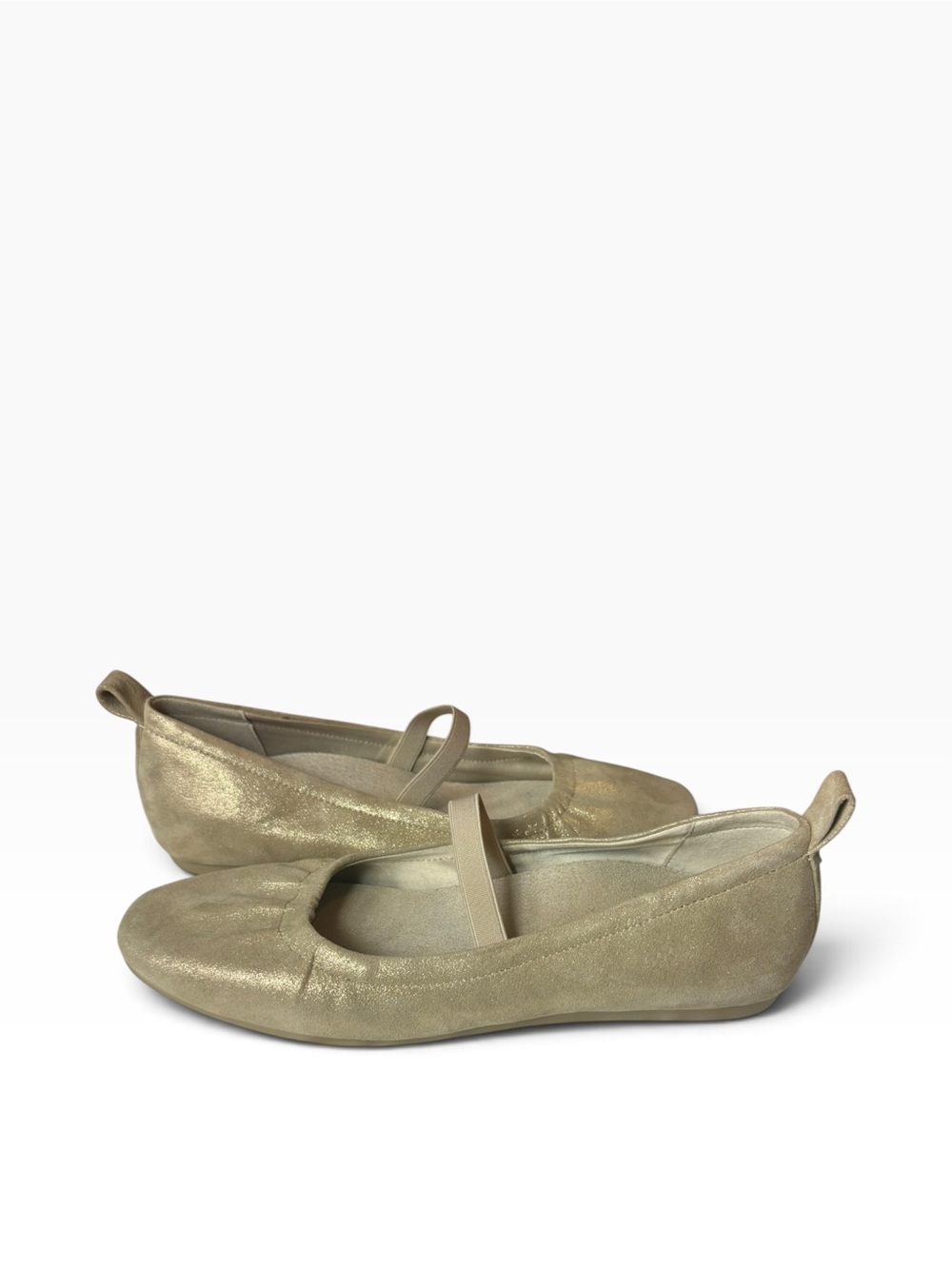 Vionic Metallic Gold Ballet Flats with Elastic Strap
